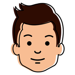 young man head avatar character vector illustration design
