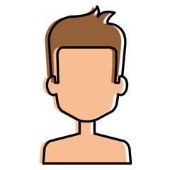 young man shirtless avatar character vector illustration design