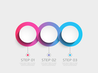 Modern 3D infographic template with 3 steps. Business circle template with options for brochure, diagram, workflow, timeline, web design. Vector EPS 10 - obrazy, fototapety, plakaty