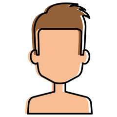 young man shirtless avatar character vector illustration design