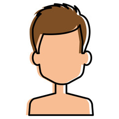young man shirtless avatar character vector illustration design