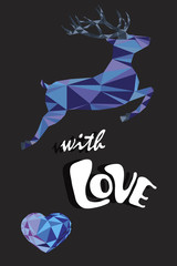 New Year card celebration concept With Love text. Vector illustration.