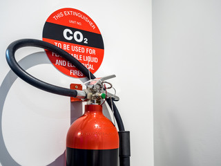 CO2 fire extinguisher and sign