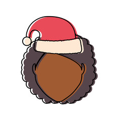 avatar woman with christmas hat icon over white background vector illustration
