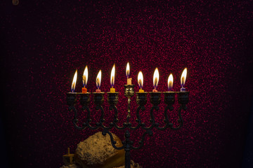 Fototapeta premium Image of the Hanukkah Jewish holiday with a menorah