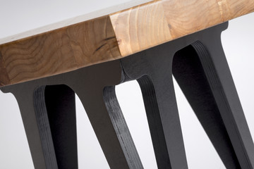 Close up of Hexagonal Coffee Table with Painted Black Legs