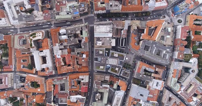 Aerial view of Prague city, Red roofs, Czech Republic