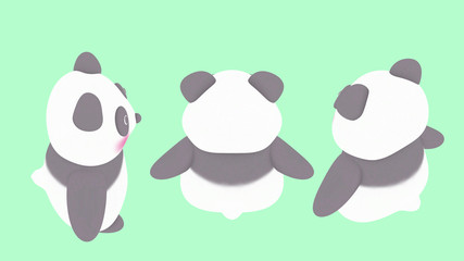 Panda illustration back oblique