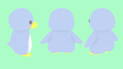 ペンギン　イラスト　後ろから　３パターン