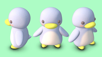 Penguin 3D CG illustration obliquie