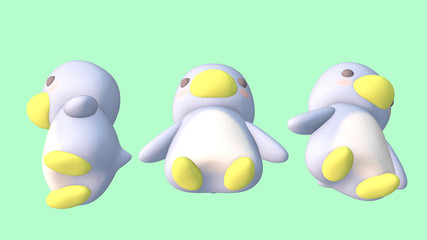 Penguin 3D CG illustration under