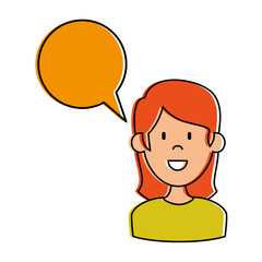 woman with speech bubble vector illustration design