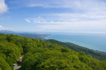 Sochi, Russia. Aerial view into the sea and mountain views
