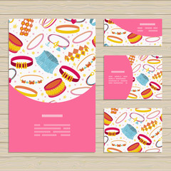 Set of cards on jewelry accessories theme.