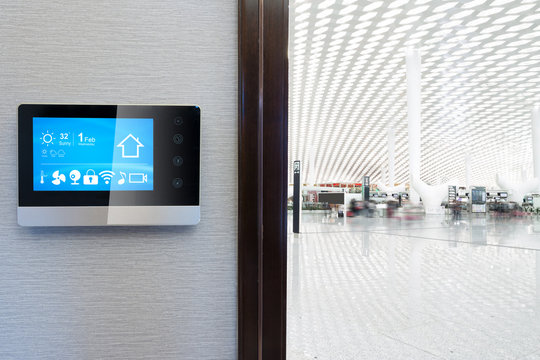 Smart Screen With Smart Home With Modern Airport Hall