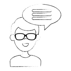 man with speech bubble vector illustration design