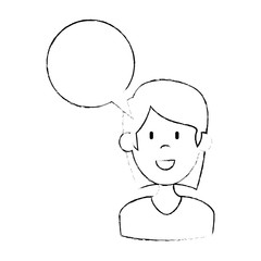 woman with speech bubble vector illustration design