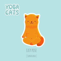 Sticker with cute cat practicing yoga - 180342159