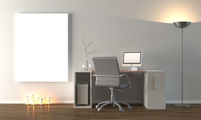 Empty canvas on wall mock up