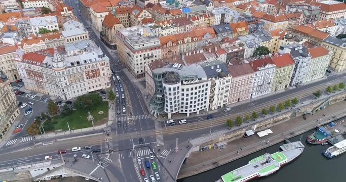 Aerial view of Prague city, Buildings and Roofs, Czech Republic