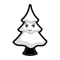 flat line monochromatic christmas tree over white background  vector illustration