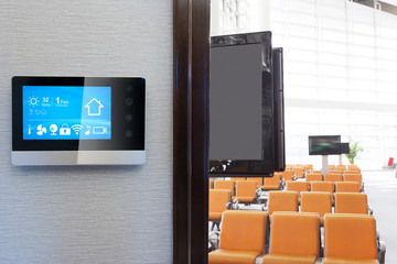 smart screen with smart home with modern airport hall