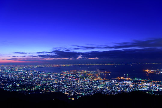 大阪、神戸の夜景　摩耶山掬星台からの眺め