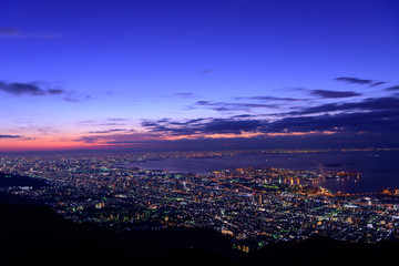 Fototapeta na wymiar 大阪、神戸の夜景　摩耶山掬星台からの眺め