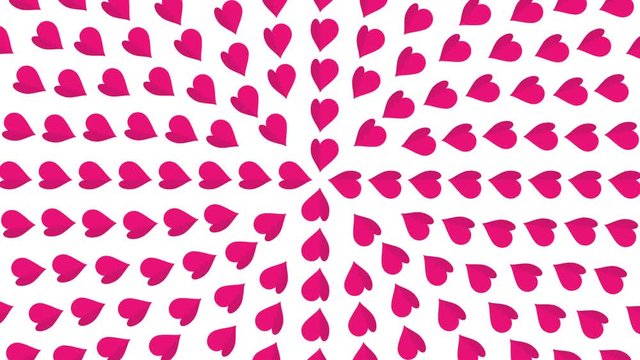 Pink Heart symbol circle pattern paper flip loop animation 4K on white background