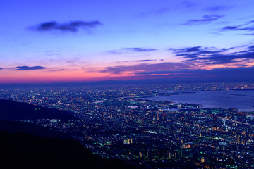 大阪、神戸の夜景　摩耶山掬星台からの眺め