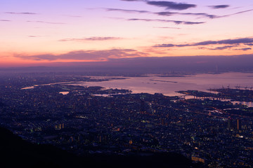 大阪、神戸の夜景　摩耶山掬星台からの眺め