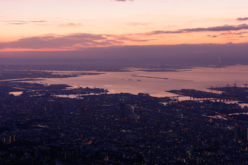 大阪、神戸の夜景　摩耶山掬星台からの眺め