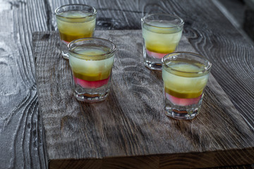 Bar alcoholic shots, mix cocktail