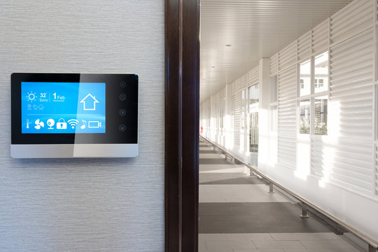 smart screen with smart home with modern corridor