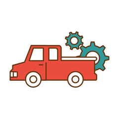 Fototapeta premium delivery truck with gears vector illustration design