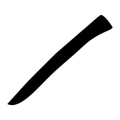 A black and white silhouette of a knife
