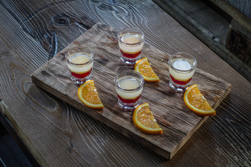 Bar alcoholic shots, mix cocktail