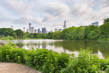 Lake with reflections in New York's Central Park