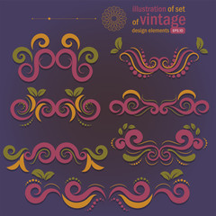 illustration of set of vintage design elements