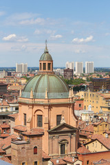 Fototapeta na wymiar View from the Basilica di San Petronio on the Center of Bologna