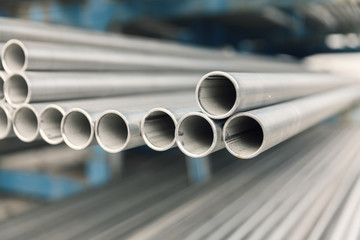 metal inox pipe on stack