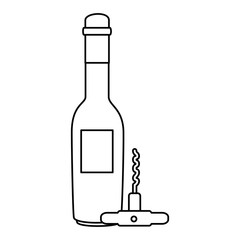 wine bottle with corkscrew vector illustration design