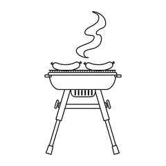 grill oven with sausages vector illustration design