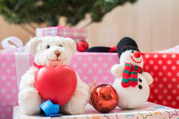 Christmas and Happy new year concept with gift boxes and christmas festive decorations. Happy time in long weekend Holiday