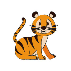 Cute tiger cartoon icon vector illustration graphic design