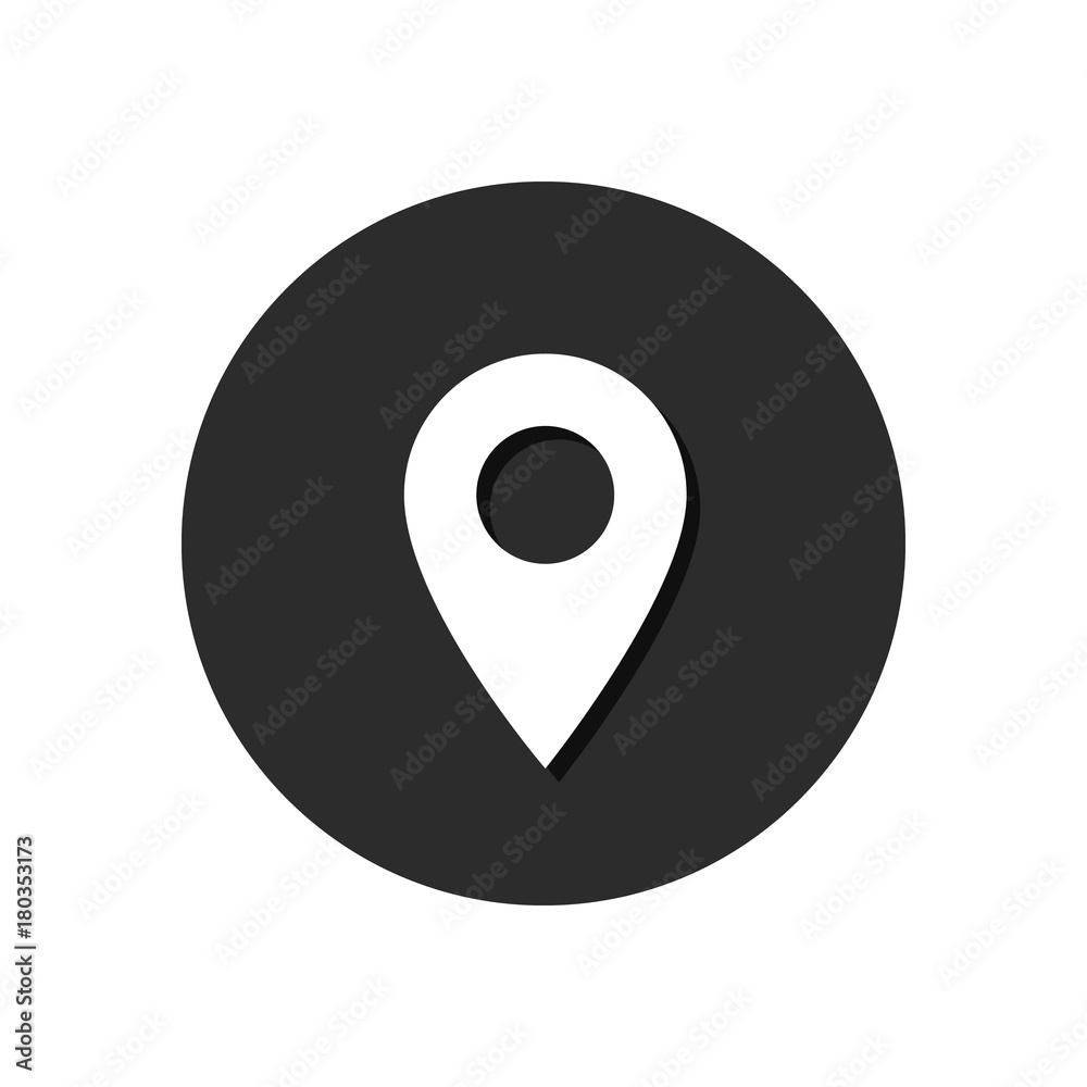 Poster map pointer location icon vector. pin sign isolated on round background. vector button