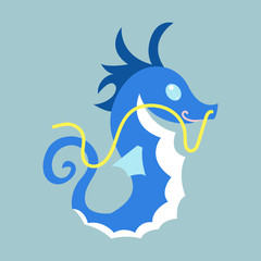 Amusing dragon in flat style. Vector illustration