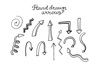 Obraz premium Set of hand drawn vector doodle arrows.