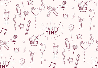 Seamless pattern with party elements.