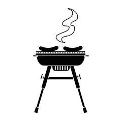 grill oven with sausages vector illustration design